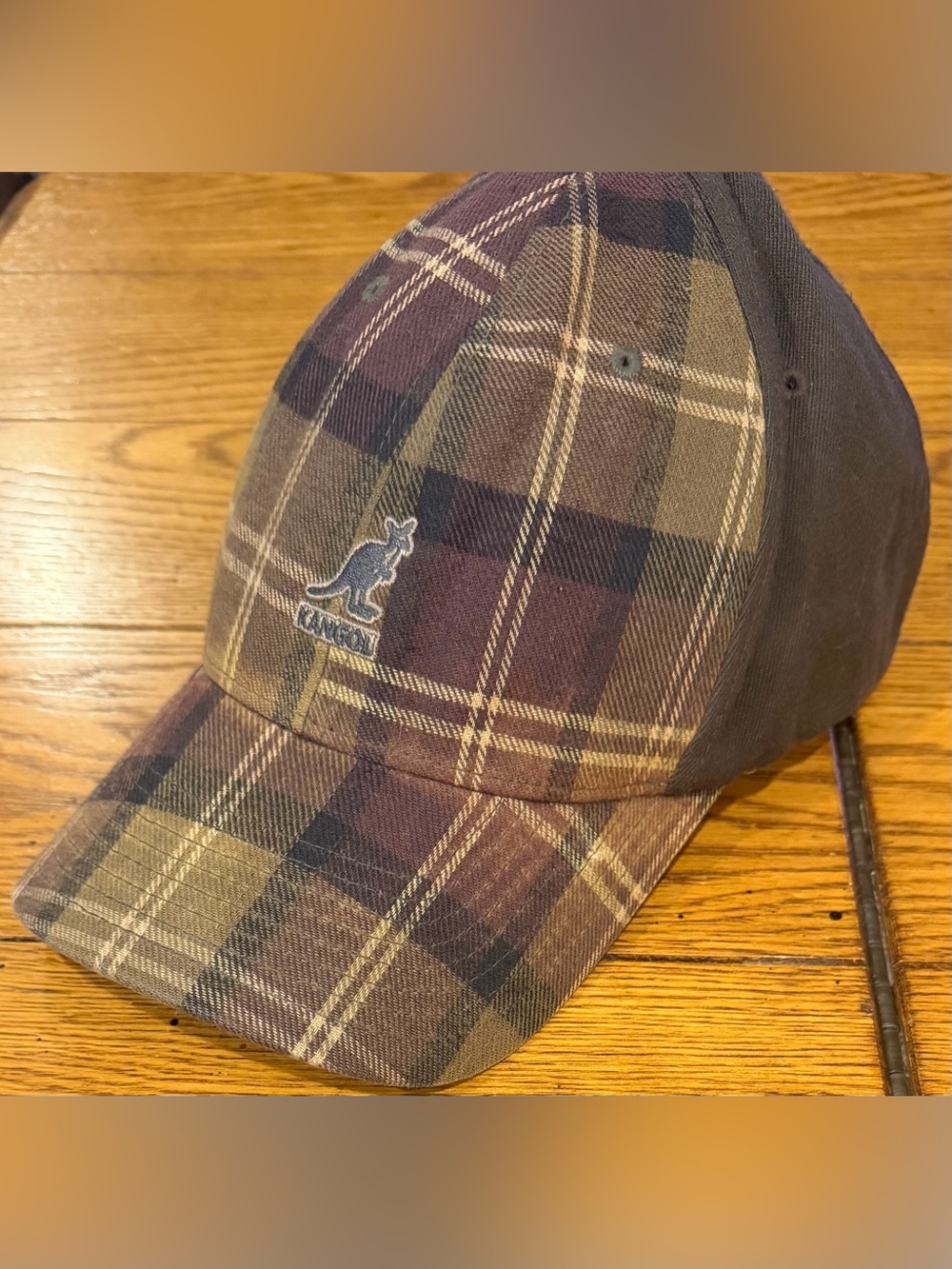Vintage Kanglo Brown Buffalo Check Hat Flex Fit, size L/XL